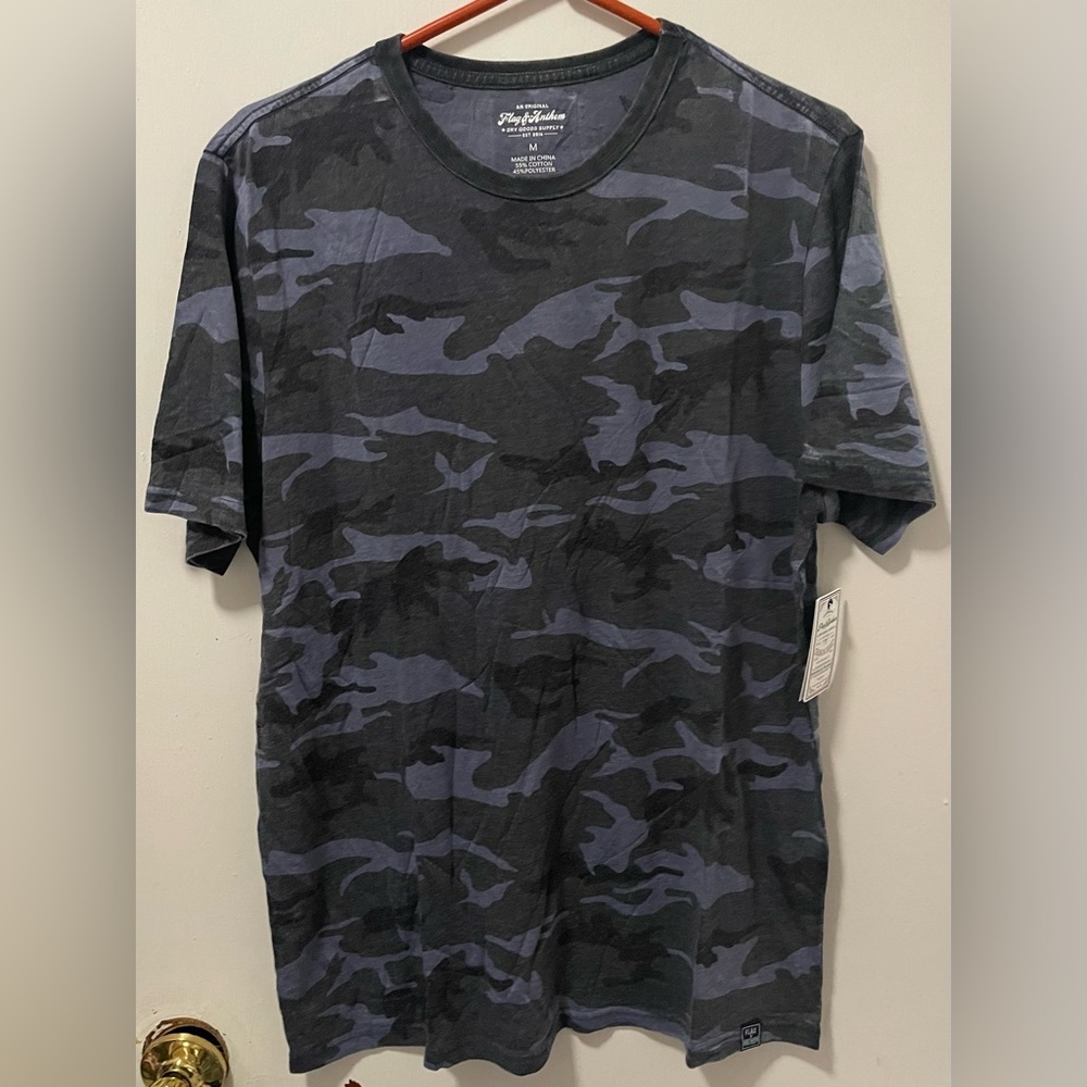 Flag & Anthem Mens Crew Neck Navy Combo Camo Pattern Short Sleeve T-Shirt Medium